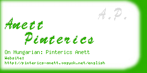 anett pinterics business card